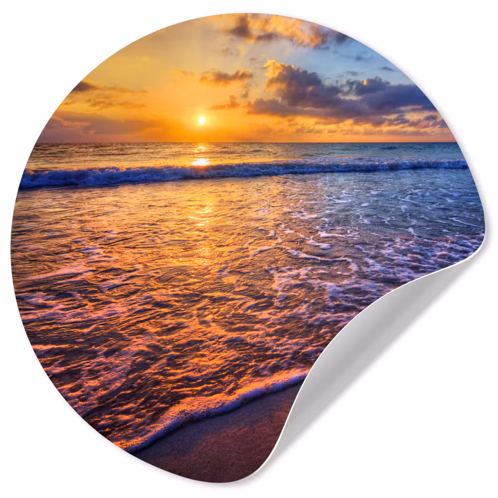 Behangcirkel - Zee - Strand - Zonsondergang - Wolken - Horizon — 1
