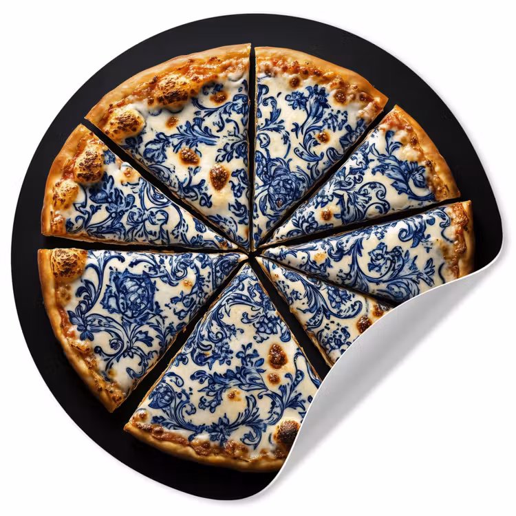 Behangcirkel - Pizza - Eten - Delftsblauw — 1