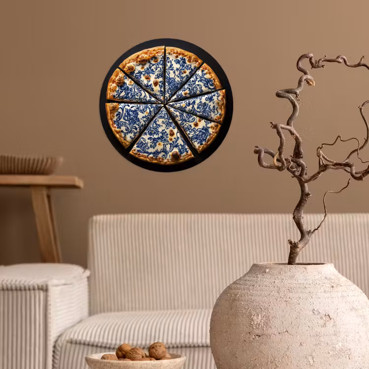 Behangcirkel - Pizza - Eten - Delftsblauw — 2