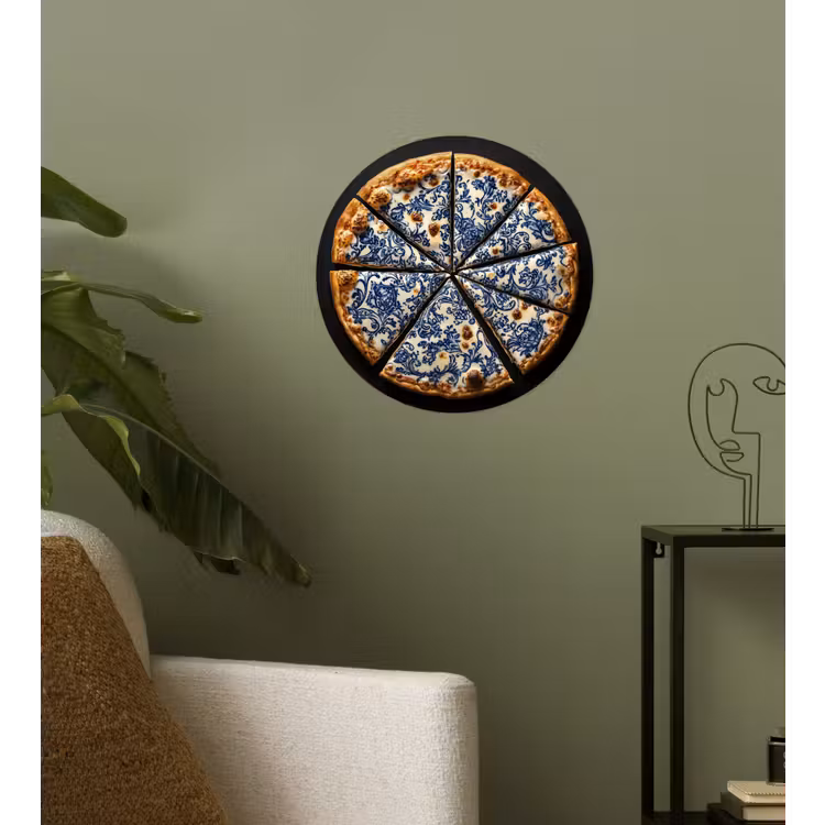 Behangcirkel - Pizza - Eten - Delftsblauw — 3