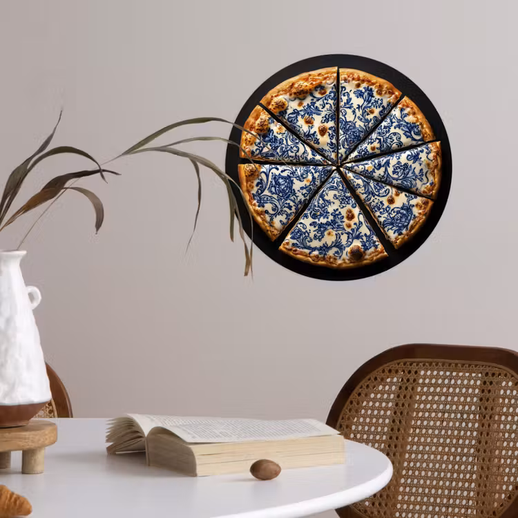 Behangcirkel - Pizza - Eten - Delftsblauw — 4
