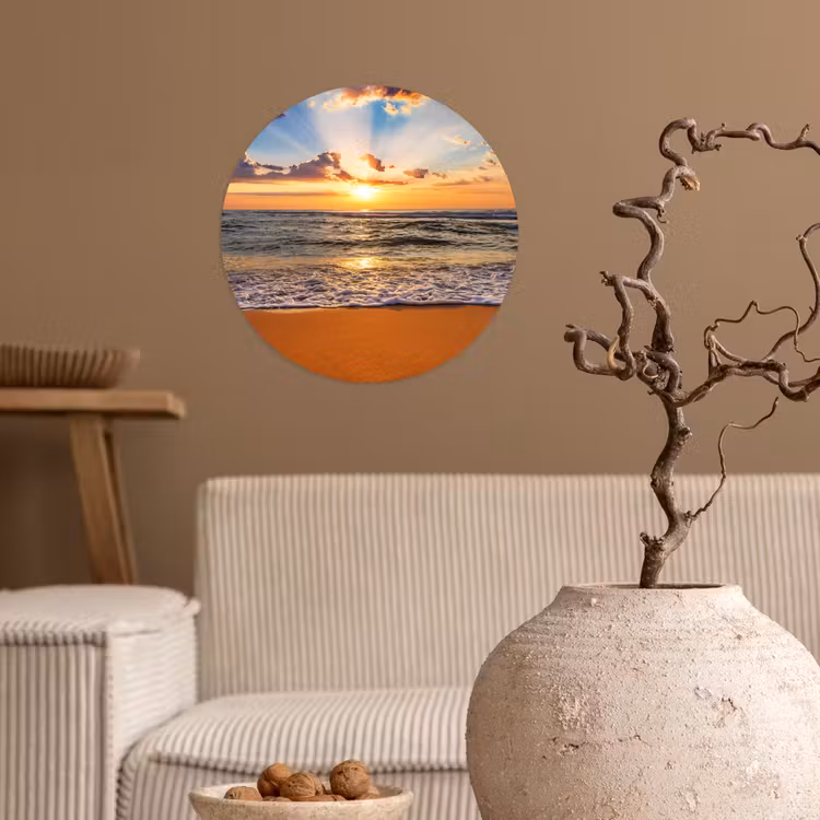 Behangcirkel - Strand - Zonsondergang - Zee - Wolken - Horizon — 2