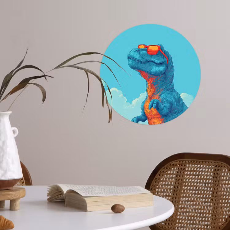 Behangcirkel - T-Rex - Blauw - Wolken - Zonnebril — 4
