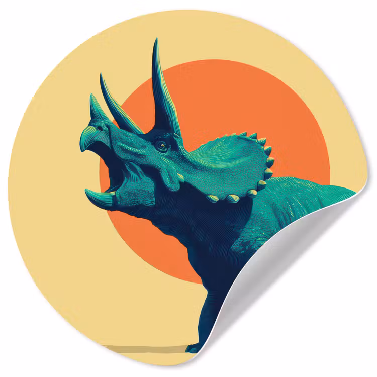 Behangcirkel - Triceratops - Cirkel - Oranje - Hoorns — 1