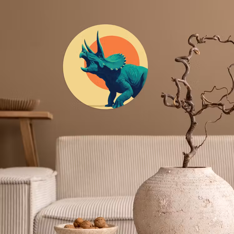 Behangcirkel - Triceratops - Cirkel - Oranje - Hoorns — 2