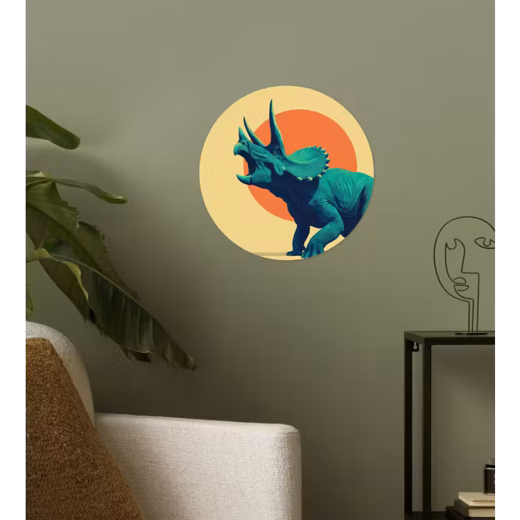 Behangcirkel - Triceratops - Cirkel - Oranje - Hoorns — 3