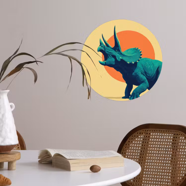 Behangcirkel - Triceratops - Cirkel - Oranje - Hoorns — 4