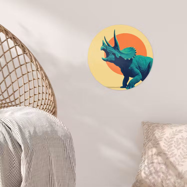 Behangcirkel - Triceratops - Cirkel - Oranje - Hoorns — 5