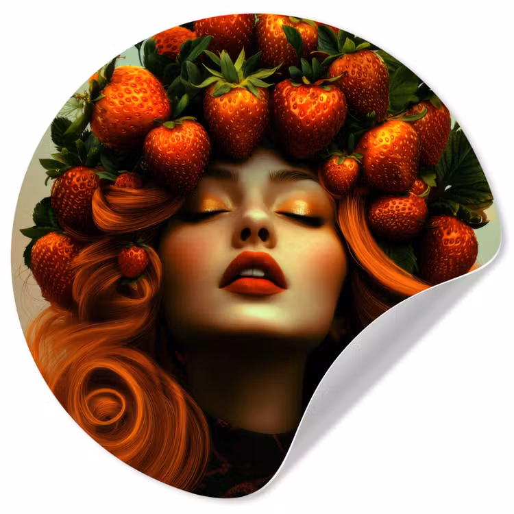 Behangcirkel - Vrouw - Aardbeien - Kroon — 1