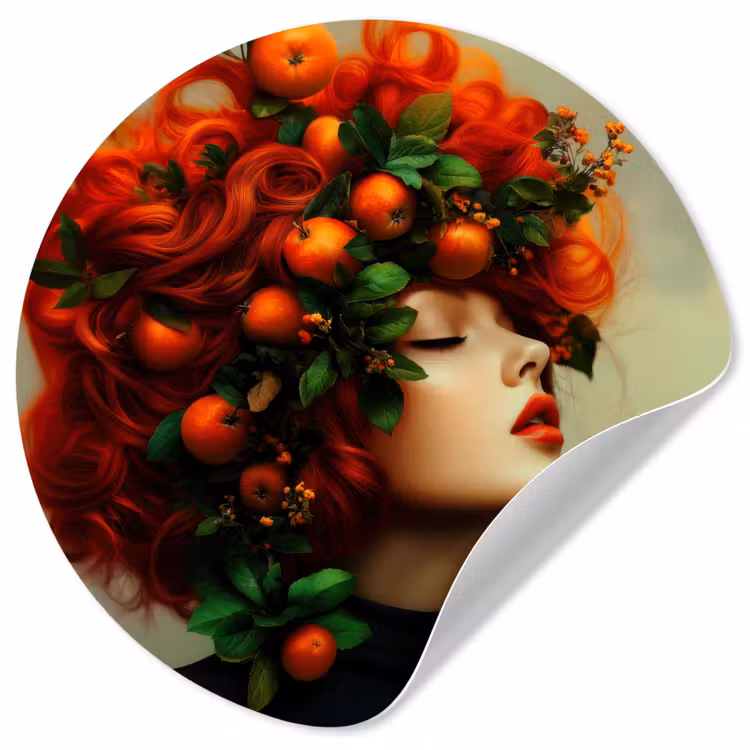 Behangcirkel - Vrouw - Appels - Rood - Bladeren — 1