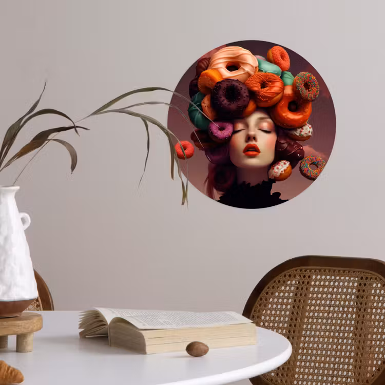 Behangcirkel - Vrouw - Donuts - Kleurrijk — 4