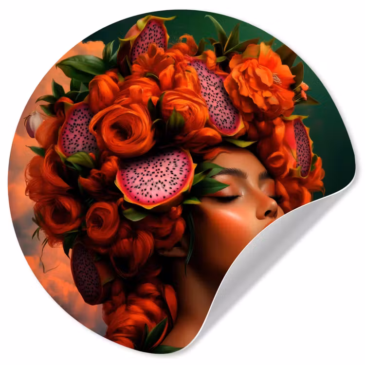 Behangcirkel - Vrouw - Drankenfruit - Rozen — 1