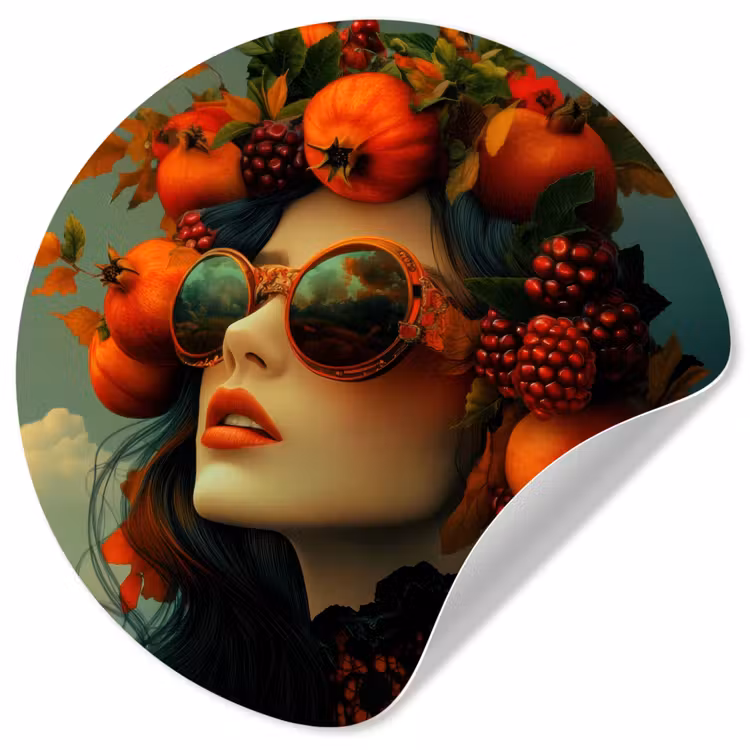Behangcirkel - Vrouw - Granaatappel - Herfst - Zonnebril — 1