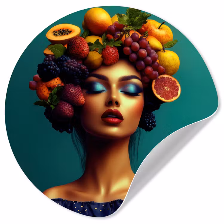 Behangcirkel - Vrouw - Hoodtooi - Tropisch - Fruit - Druiven — 1