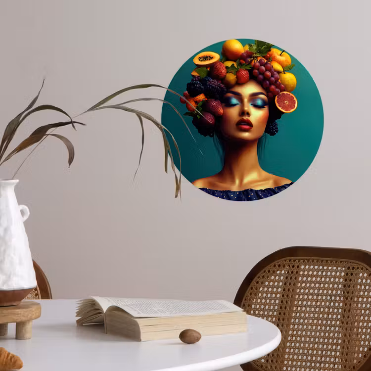 Behangcirkel - Vrouw - Hoodtooi - Tropisch - Fruit - Druiven — 4