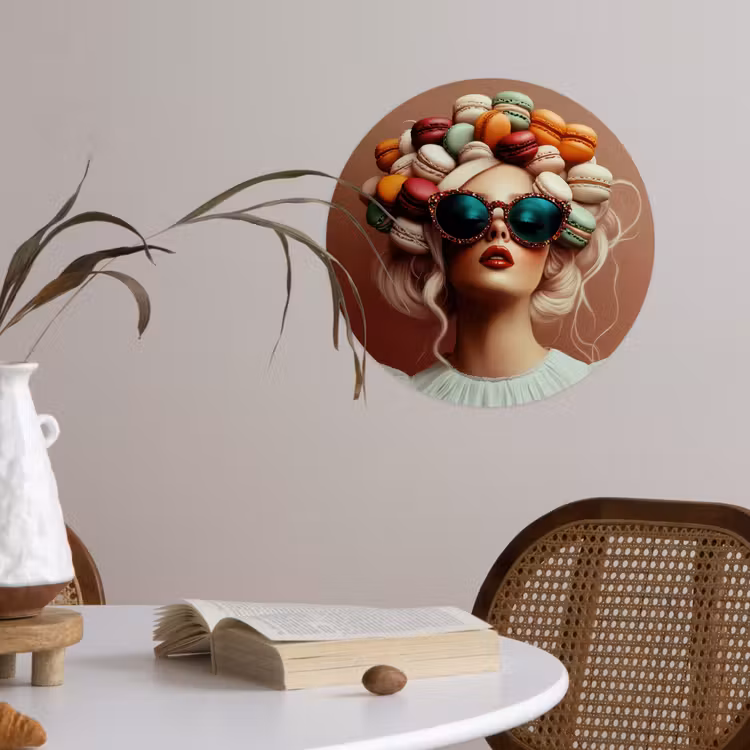 Behangcirkel - Vrouw - Macarons - Bril — 4
