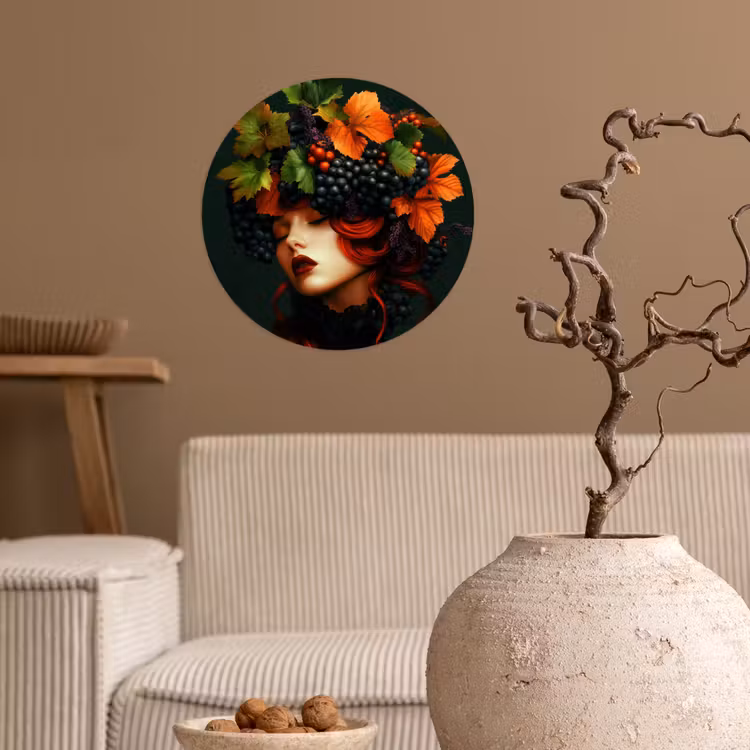 Behangcirkel - Vrouw - Rood - Groen - Druiven — 2