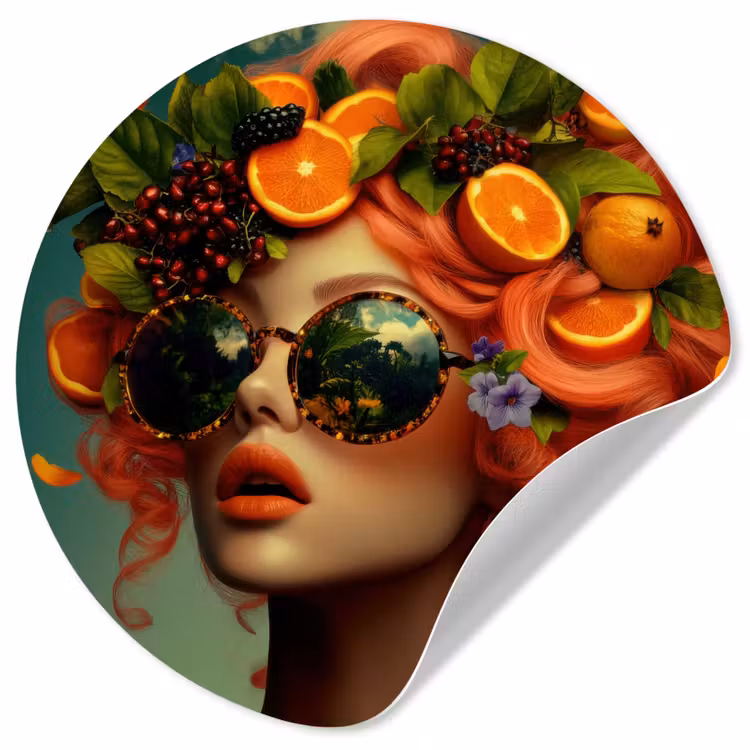 Behangcirkel - Vrouw - Sinaasappel - Bessen - Oranje — 1