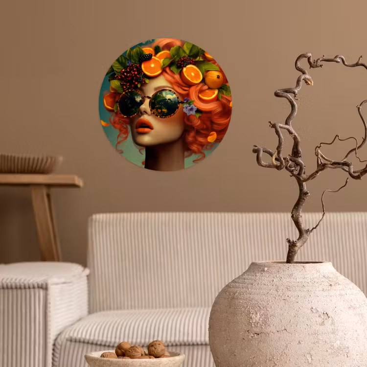 Behangcirkel - Vrouw - Sinaasappel - Bessen - Oranje — 2