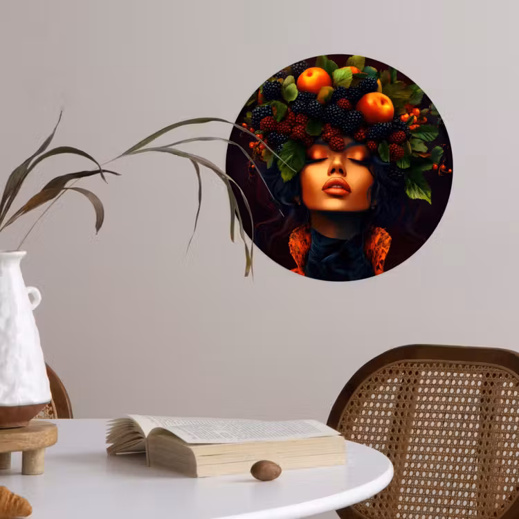 Behangcirkel - Vrouw - Zwart - Bessen - Bramen - Appels — 4