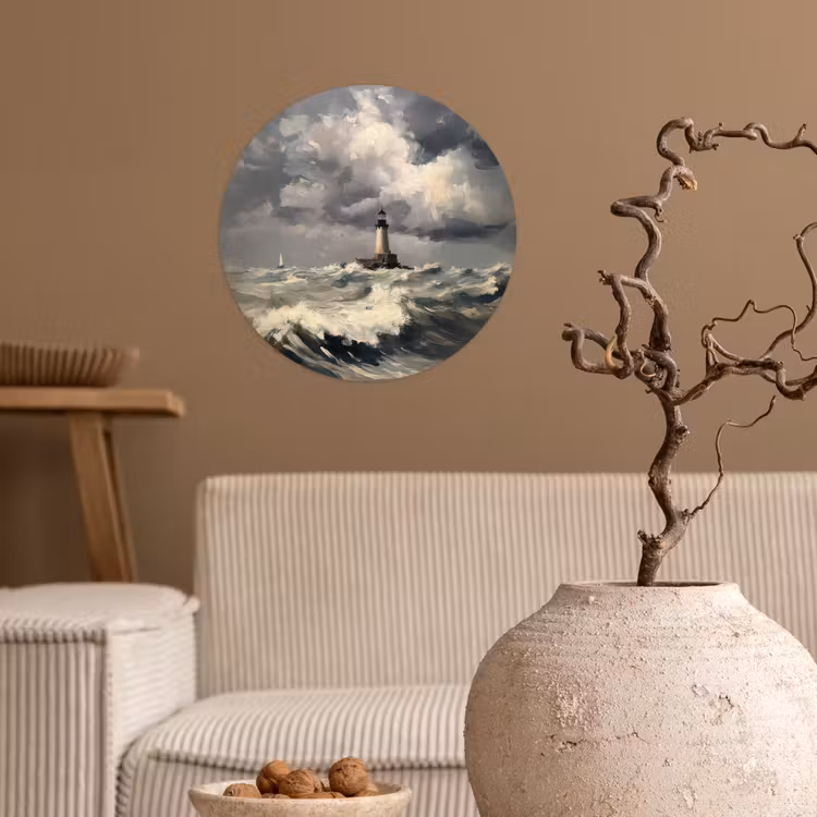 Behangcirkel - Vuurtoren - Golven - Storm — 2