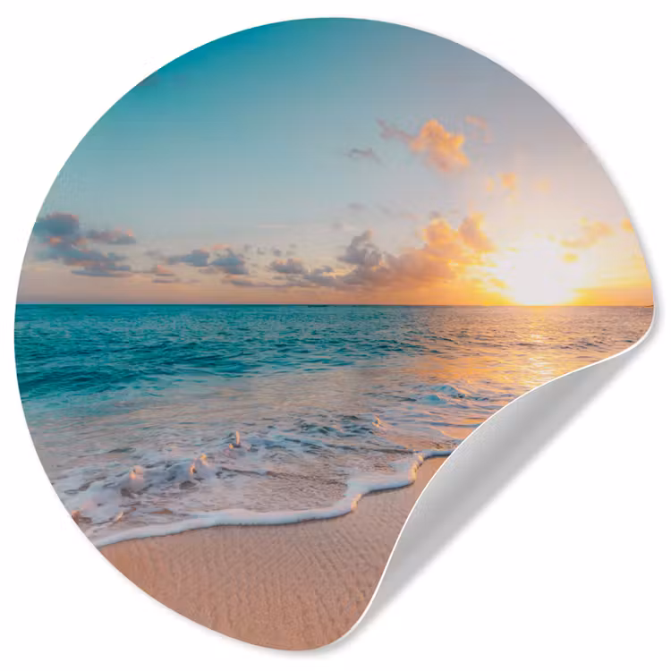 Behangcirkel - Zonsondergang - Strand - Zee - Zomer - Blauw — 1