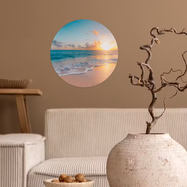 Behangcirkel - Zonsondergang - Strand - Zee - Zomer - Blauw — 2