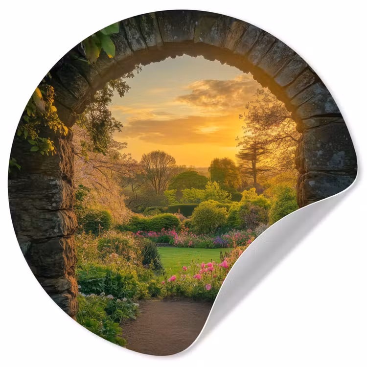 Behangcirkel - Poort - Planten - Zonsondergang — 1