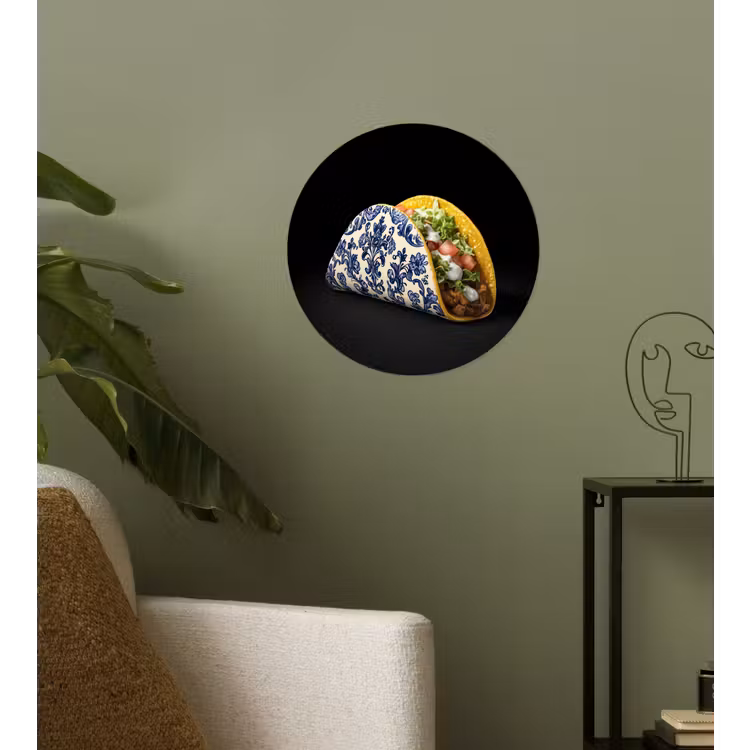 Behangcirkel - Taco - Vlees - Salade - Delftsblauw - Motief — 3