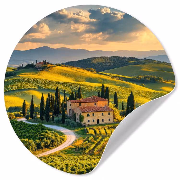 Behangcirkel - Toscane - Landschap - Wijngaarden — 1