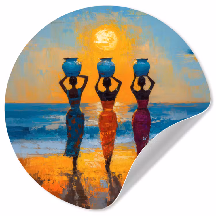 Behangcirkel - Vrouwen - Strand - Zondsondergang — 1