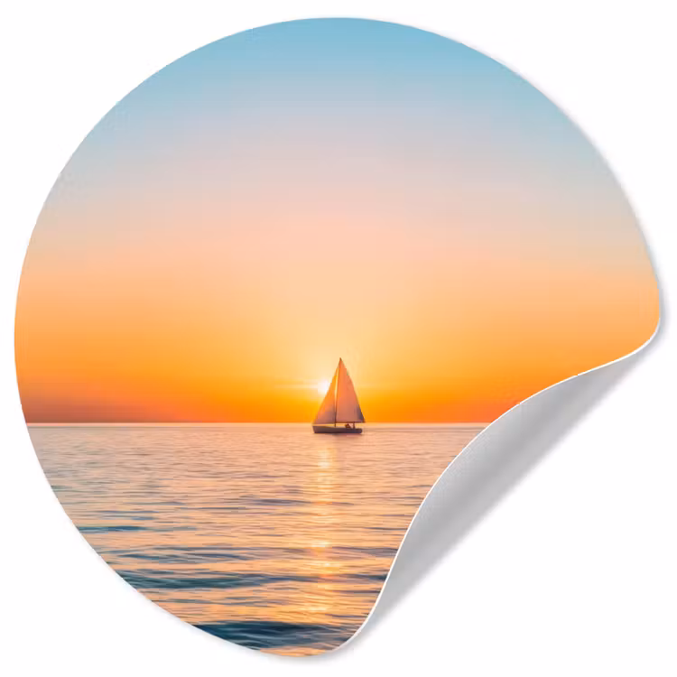 Behangcirkel - Zee - Zeilboot - Zonsondergang — 1