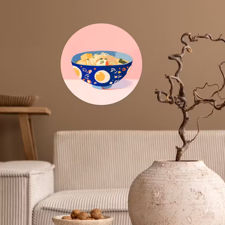 Behangcirkel - Noodles - Kom - Blauw - Illustratie — 2