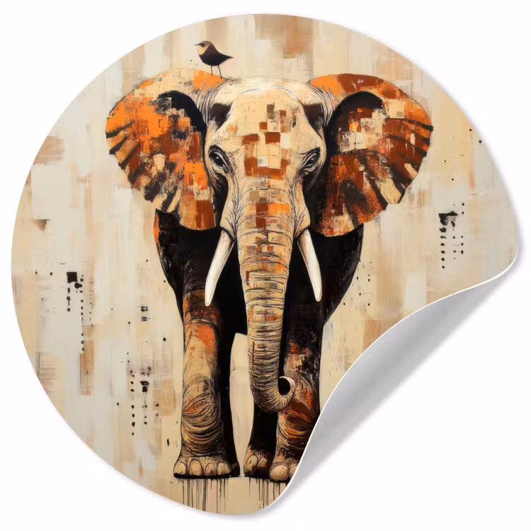Behangcirkel - Olifant - Slurf - Mozaïek - Abstract — 1
