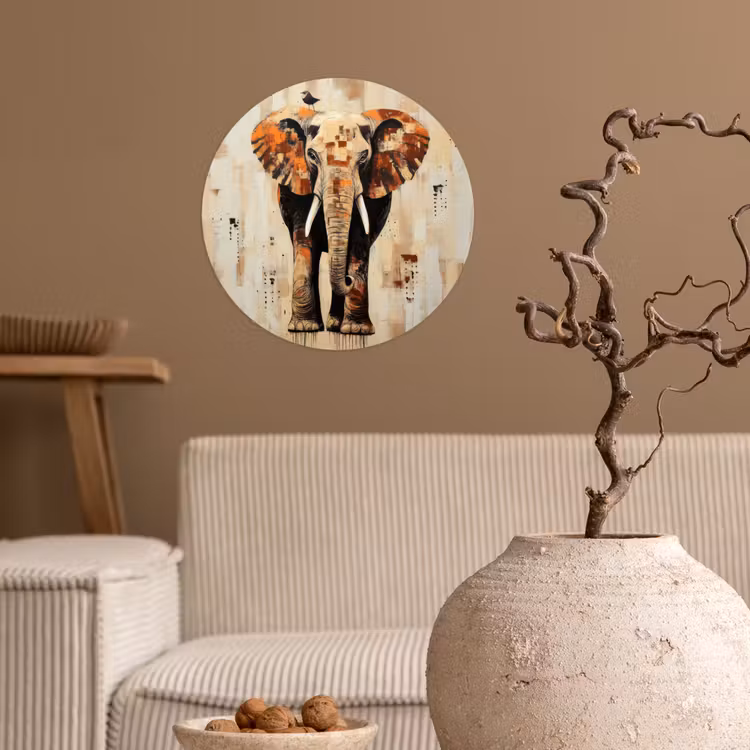 Behangcirkel - Olifant - Slurf - Mozaïek - Abstract — 2