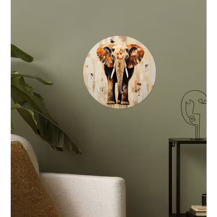 Behangcirkel - Olifant - Slurf - Mozaïek - Abstract — 3