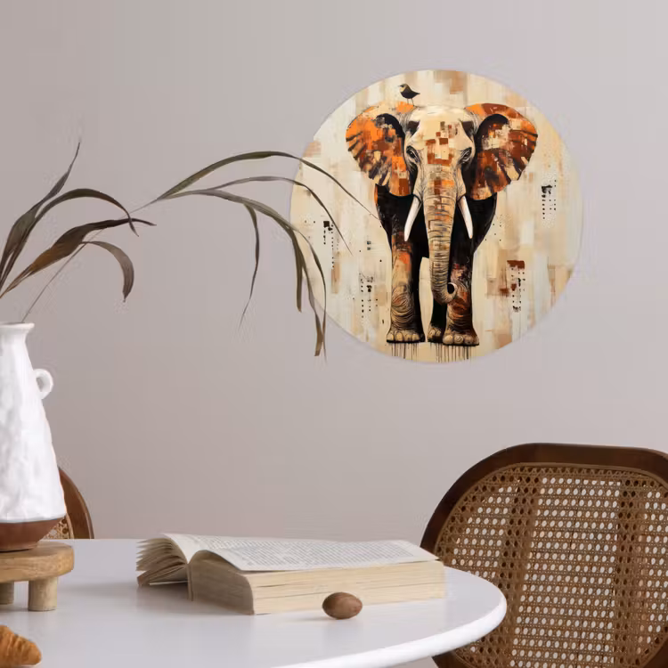 Behangcirkel - Olifant - Slurf - Mozaïek - Abstract — 4