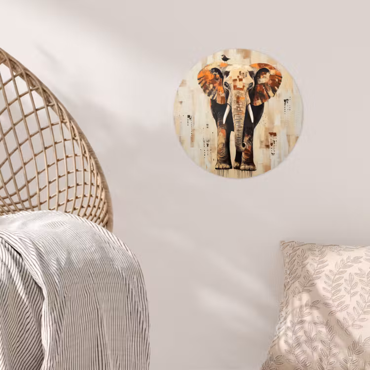 Behangcirkel - Olifant - Slurf - Mozaïek - Abstract — 5