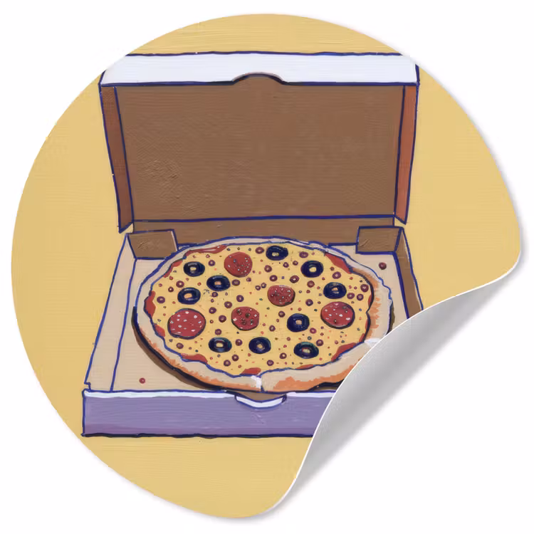 Behangcirkel - Pizza - Doos - Salami - Illustratie — 1
