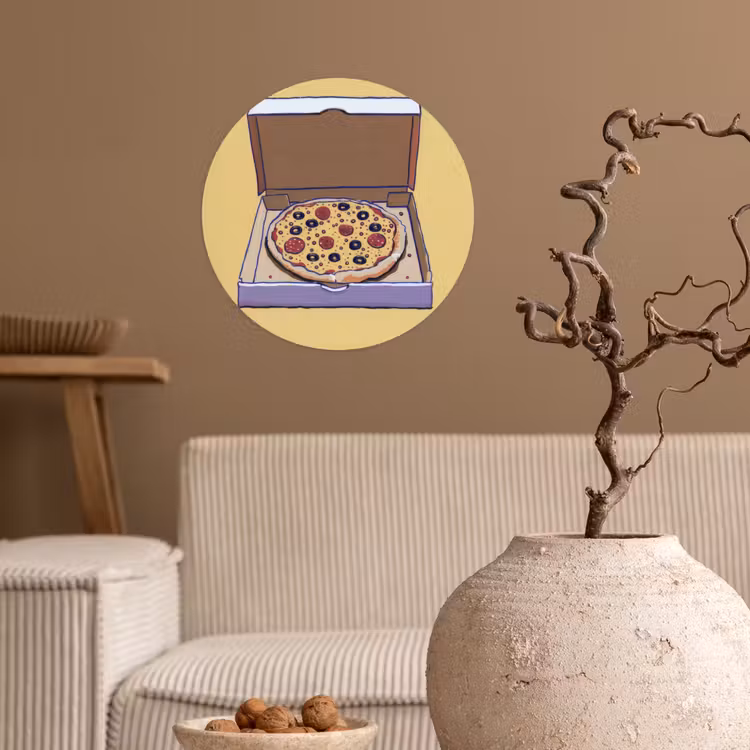 Behangcirkel - Pizza - Doos - Salami - Illustratie — 2