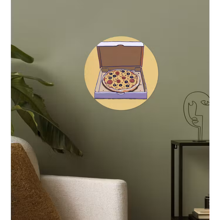 Behangcirkel - Pizza - Doos - Salami - Illustratie — 3
