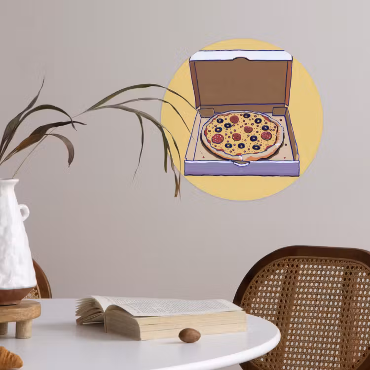 Behangcirkel - Pizza - Doos - Salami - Illustratie — 4