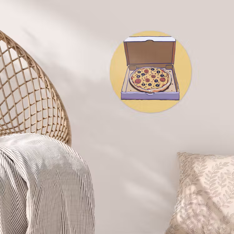 Behangcirkel - Pizza - Doos - Salami - Illustratie — 5