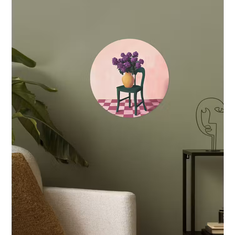 Behangcirkel - Stoel - Vaas - Bloemen - Geblokt — 3