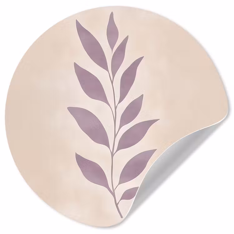 Behangcirkel - Tak - Bladeren - Minimalistisch - Beige — 1