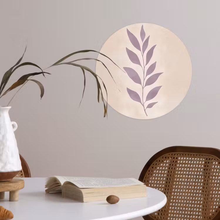 Behangcirkel - Tak - Bladeren - Minimalistisch - Beige — 4