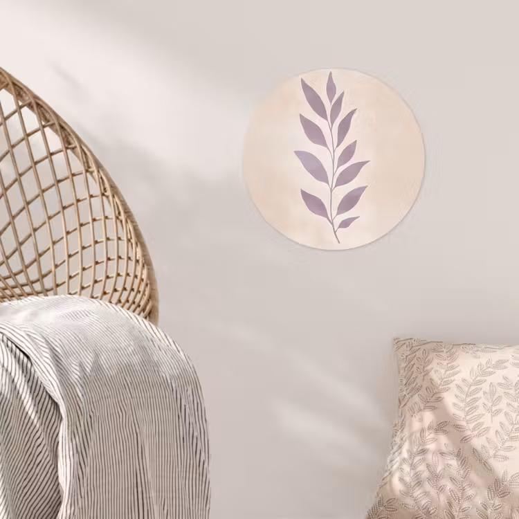 Behangcirkel - Tak - Bladeren - Minimalistisch - Beige — 5