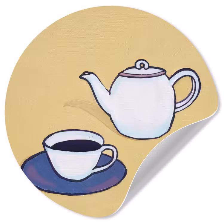Behangcirkel - Theepot - Kopje - Beige - Illustratie — 1