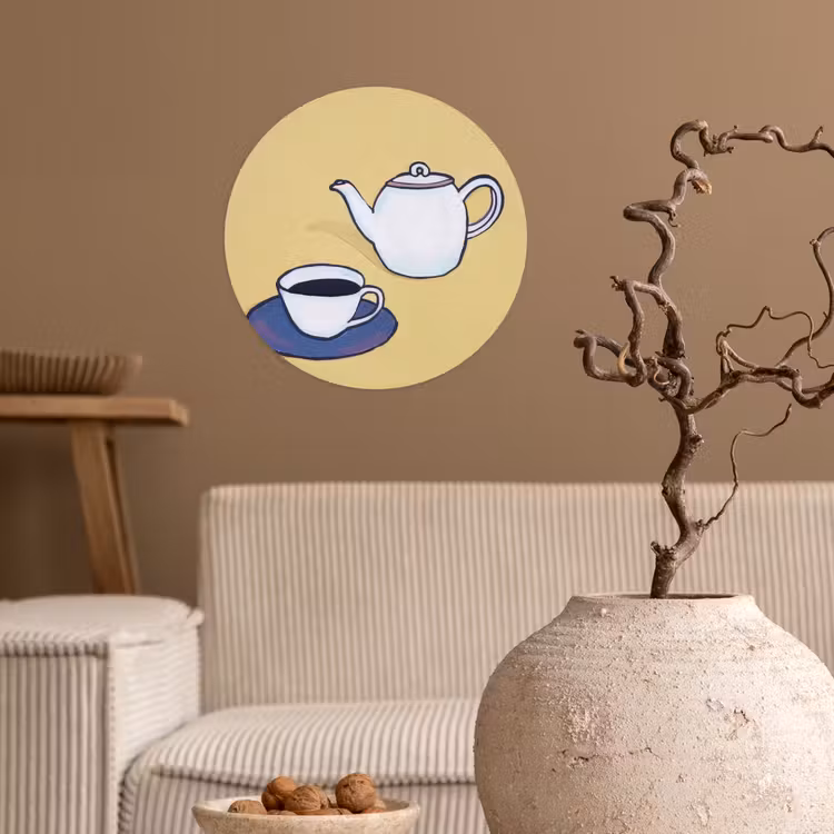 Behangcirkel - Theepot - Kopje - Beige - Illustratie — 2
