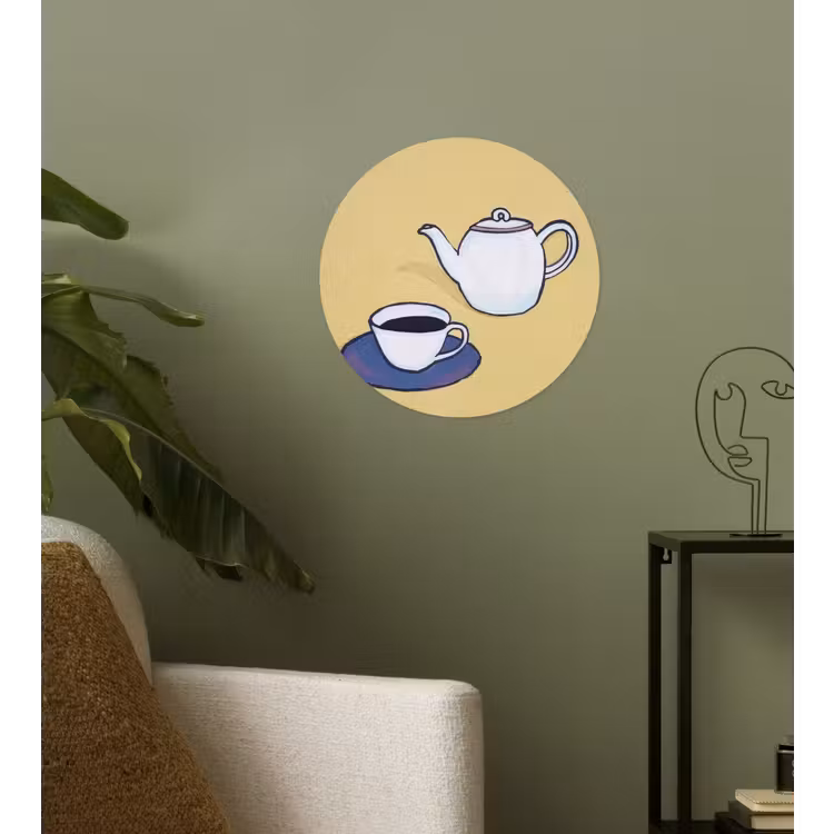 Behangcirkel - Theepot - Kopje - Beige - Illustratie — 3